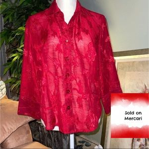 🛍 Coldwater Creek sheer red blouse